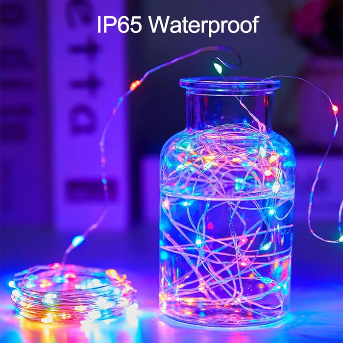 Solar String Lights Outdoor Waterproof  Fairy Lights Twinkle Silver Wire Light 8 Modes for Garden Xmas Party Wedding Decor