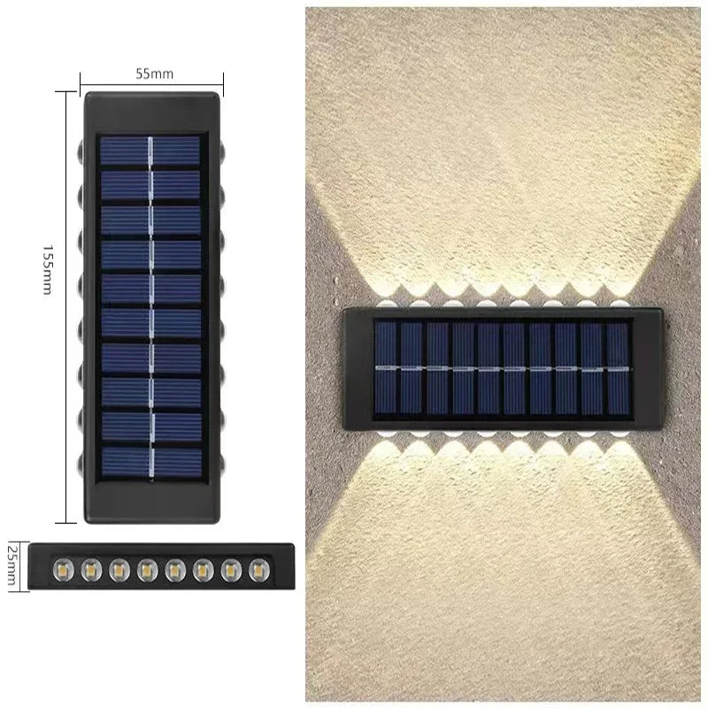 1~4Pack Solar Wall Lights Outdoor 16LED Waterproof Lamp Up And Down Convex Lens Lighting For Garden Landscape Balcony Decoration