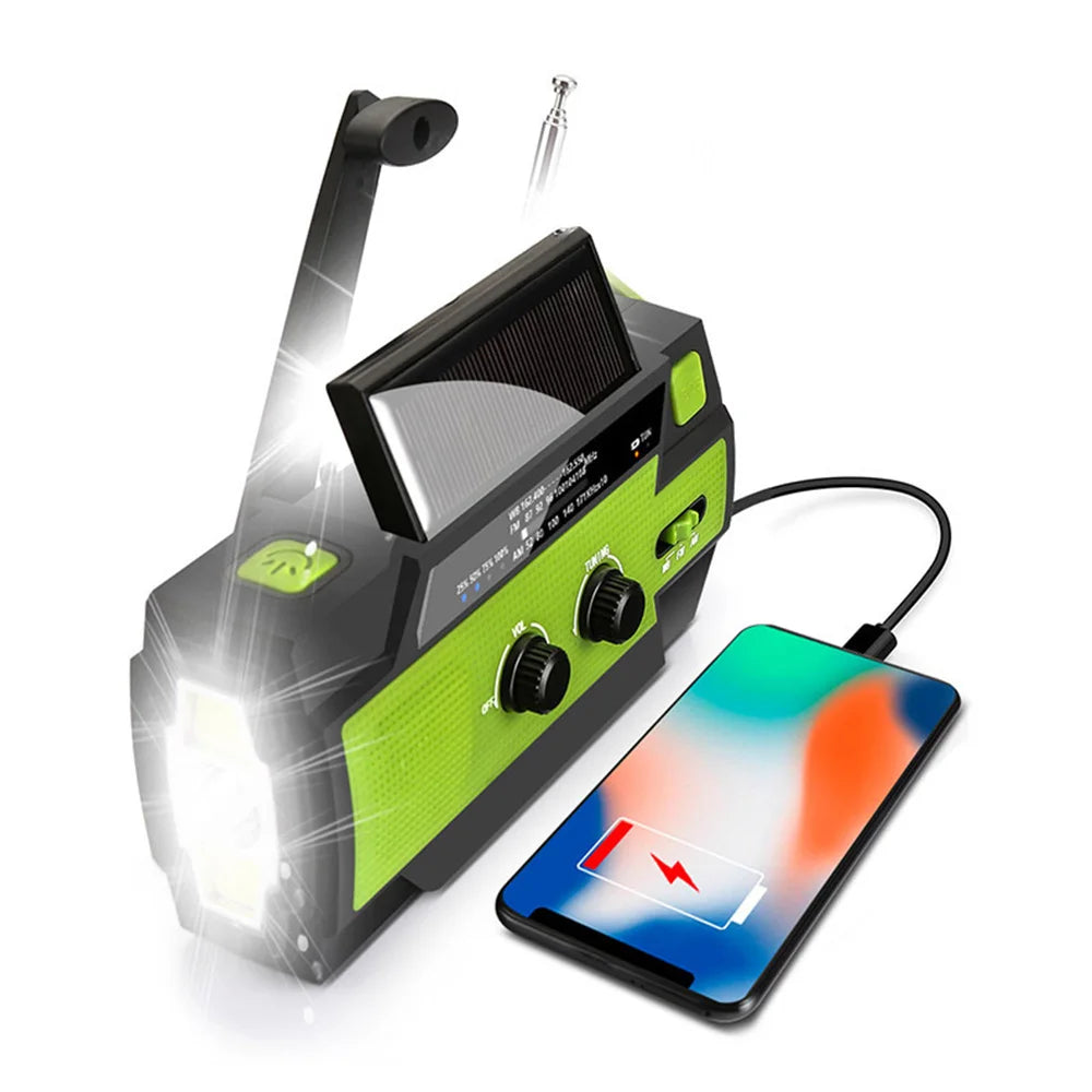 AM/FM Radio Portable Emergency Radio Solar Hand Crank Weather Radio USB Charging SOS Alarm LED Flashlight Power Bank Wholesale