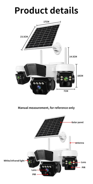 12MP Solar Powered Wireless Surveillance IP 4G Sim Card Camera O-KAM Pro 6K 3 lens Security Outdoor Solar Waterproof CCTV Camera