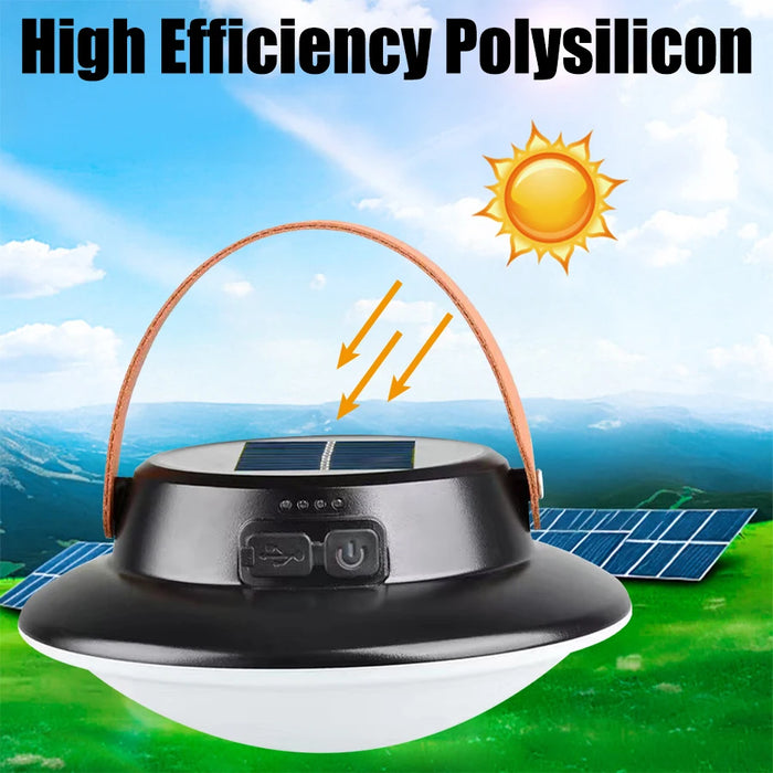 Solar LED Camping Light USB Rechargeable IP65 Lamp Outdoor Tent Hanging 4lighting Mode Lanterns Emergency Home Repair Work Light