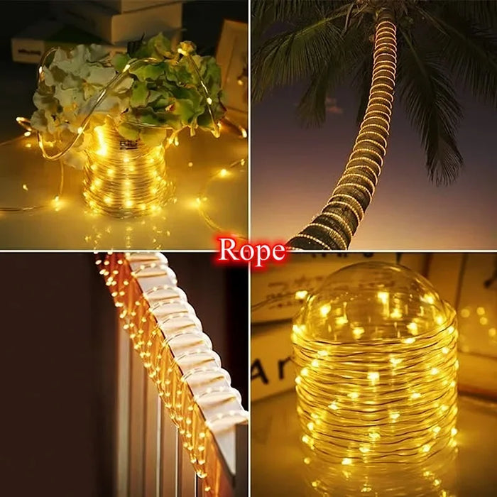 Solar LED String Light Outdoor Solar Strip Rope Tube Fairy Light Garden Christmas Decoration for Wedding Party Decor Led Lamp