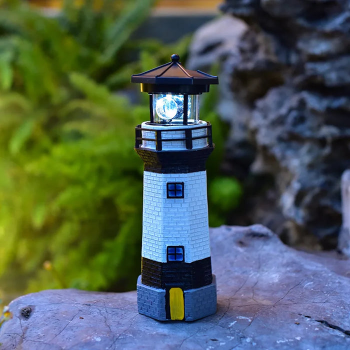 Solar Power Lamps Rotating Lighthouse Beacon Tower LED Light Outdoor Garden Landscape Courtyard Lawn Outdoor Decoration Light