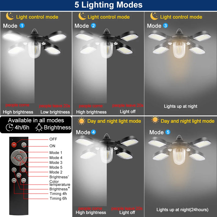 Solar Lights Indoor Outdoor Solar Pendant Light 180/228 LED Shed Lamp Motion Sensor with Remote IP65 Waterproof Barn Gazebo Yard