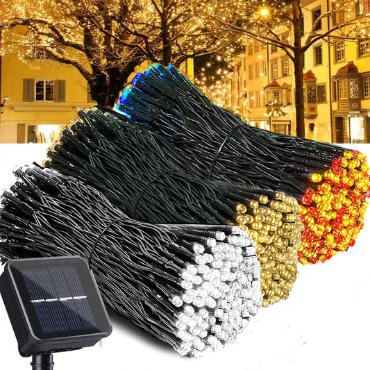 Outdoors Solar String Light 20/50/100LED 8 Modes Solar Lamp Waterproof for Gardens Wedding Party Valentines Christmas Tree Homes