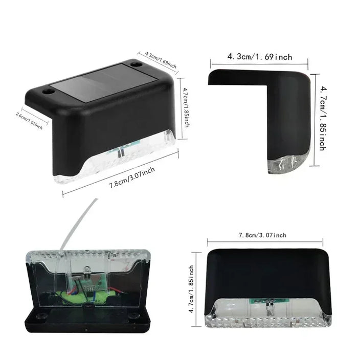 Outdoor 4PCS Solar LED Wall Light for Deck Step Railing Patio Stair Yard Garden Flower Bed Holiday Decoration Solar Deck Light