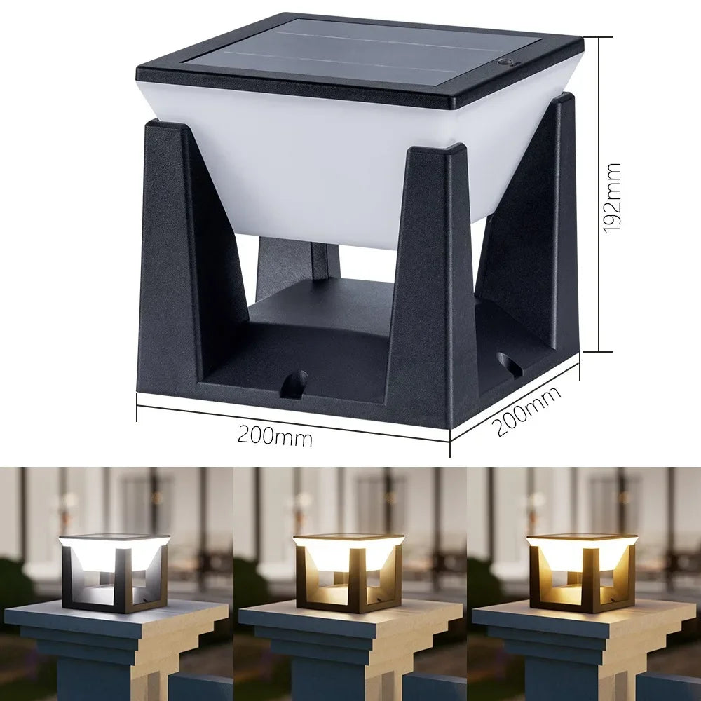 Solar Pillar Lights for Fence Garden Waterproof Landscape Column Lighting Modern LED Solar Cap Lamp for Flat Surfaces Lighting