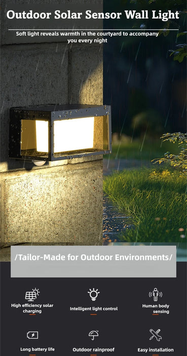 Outdoor Solar Pillar Light Garden Light European Solar Fence Wall Light Waterproof Porch Lights Balcony Door Garage Decor ﻿