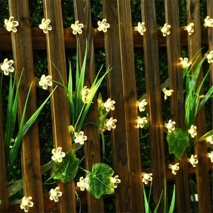 Solar Flower String Lights Outdoor Waterproof LED Fairy Lamp Decoration for Garden Fence Yard Christmas Home Party Decor