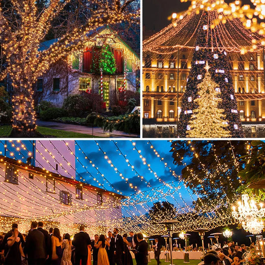 Solar Powered Outdoor Fairy Lights IP65 Waterproof 8 Lighting Modes Suitable for Christmas Decoration Wedding Decoration