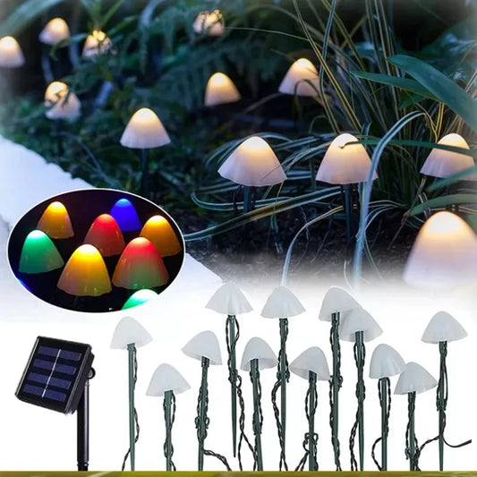 Solar Lights String Mushroom Lawn Fairy Lights LED Solar Lamps Outdoor For Garden Patio Terrace Path Landscape Decoration Lamps
