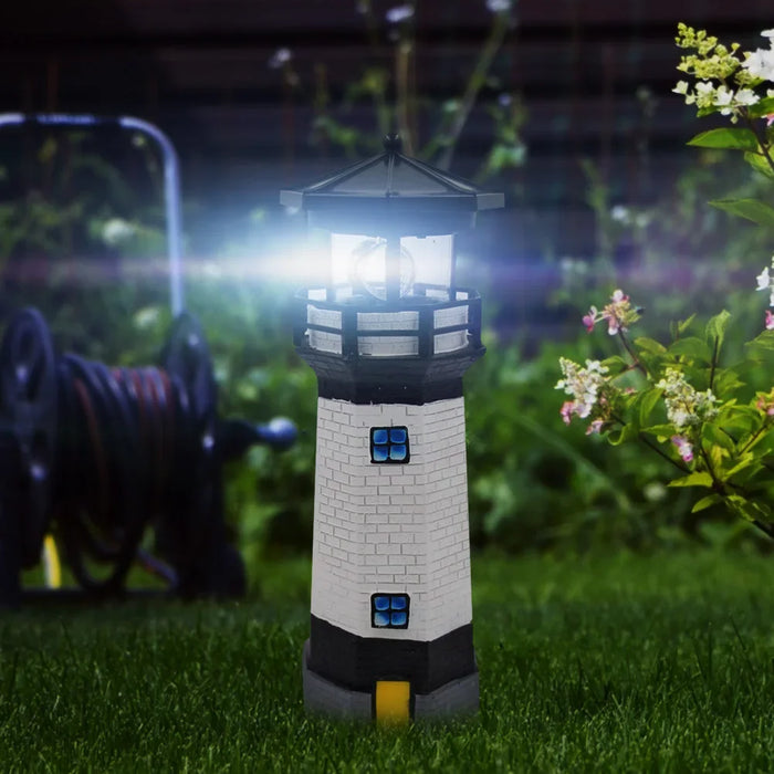 Solar Lighthouse with Rotating Lamp Garden Lights Outdoor Decorative LEDs Light for Path Yard Lawn Patio Drop shipping