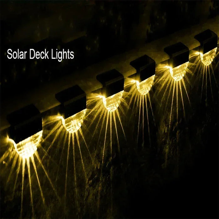 Solar Deck Lights Fence Lights Outdoor Step Lights Waterproof Solar Lights for Railing Stairs Step Fence Yard Patio and Pathway