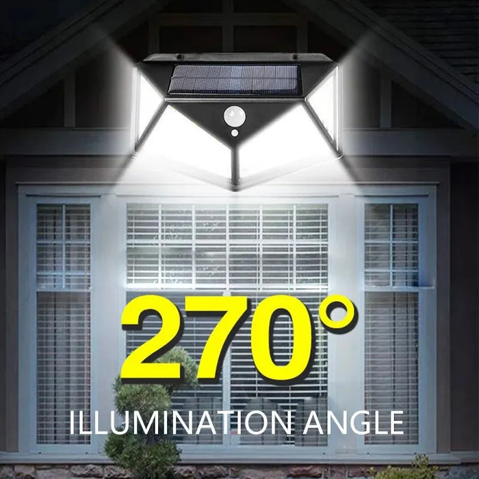 100LED Solar Wall Lamp Outdoor Lampwaterproof Motion Sensor Solar Powered Sunlight Street Lamp Garden Railing Decorative Lamp