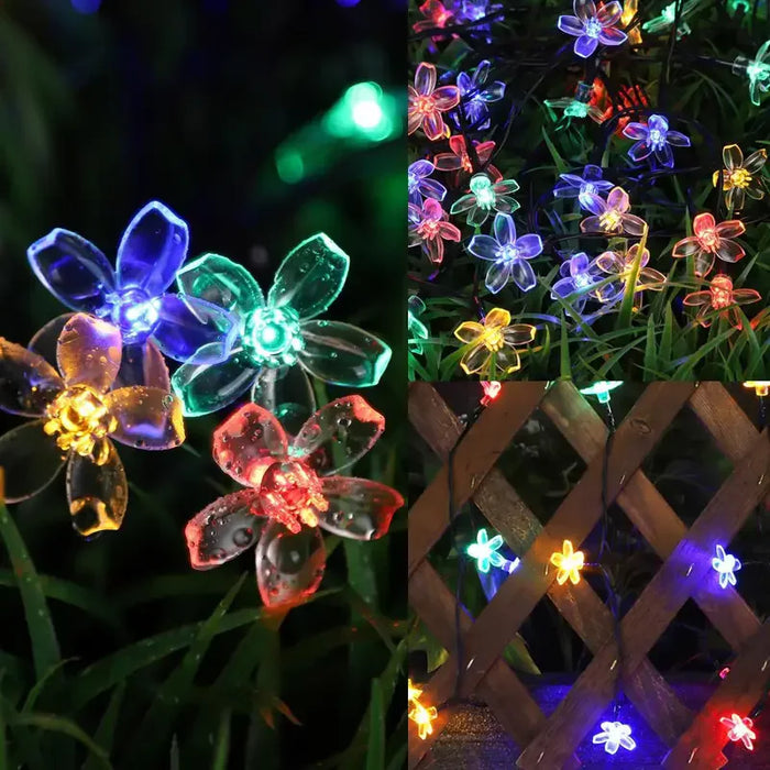 2025 Solar Flower String Lights 200LEDS Waterproof Solar Powered Fairy Lights 8 Modes Decorative Lights for Patio Fence Wedding