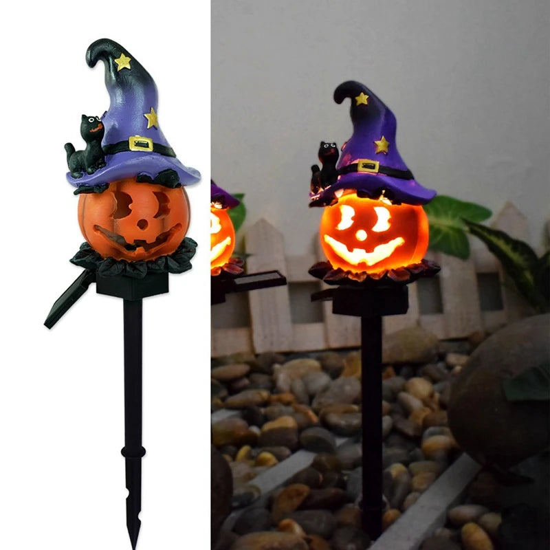 Solar Pumpkin Lantern Halloween Outdoor Light Atmosphere Light Waterproof Resin Light Suitable For Courtyard Garden