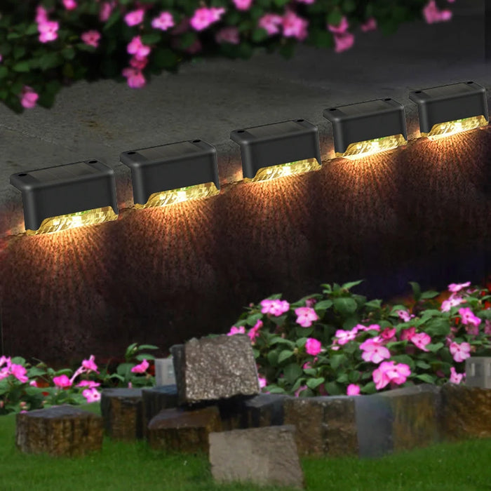 4 Pack Solar Wall Lights for Deck Step Railing Patio Stair Yard Garden Decoration Solar LED Light Outdoor Holiday Lighting