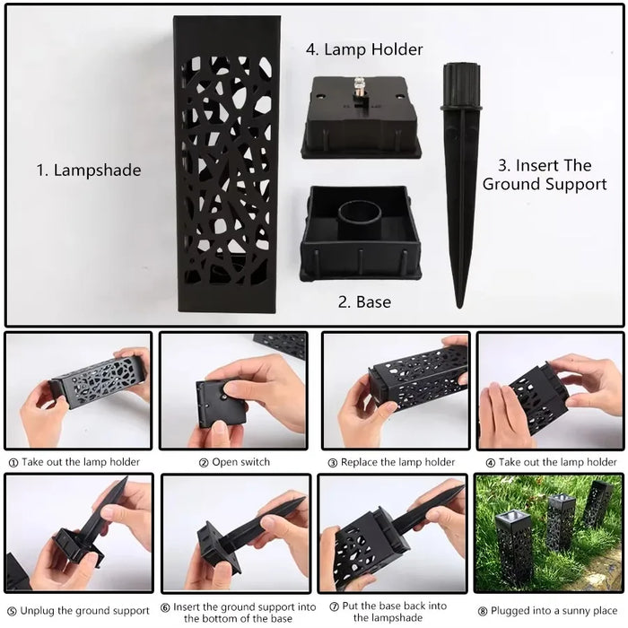 Outdoor LED Solar Lights Solar Powered Garden Lamp Waterproof For Yard Patio Lawn Pathway Walkway Decoration Lighting