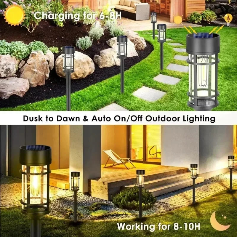 1pcs Solar Pathway Lights LED Solar Light Outdoor Waterproof Glass Solar Garden Light Landscape Lighting for Yard Lawn Walkway