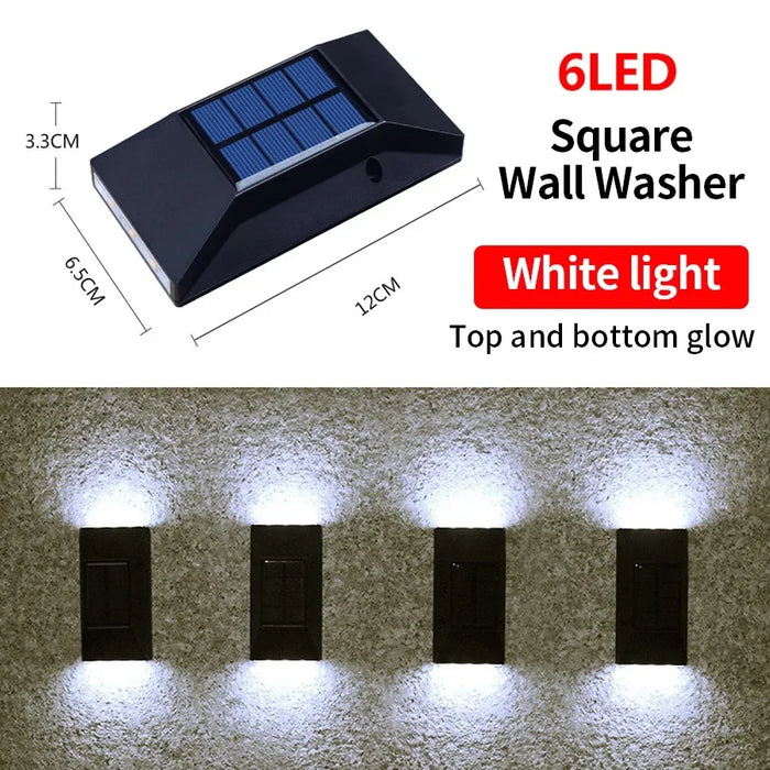 Solar Wall Lamp Outdoor Waterproof Solar Powered Wall Light UP and Down Illuminate Solar Spotlight For Balcony Yard Garden Decor