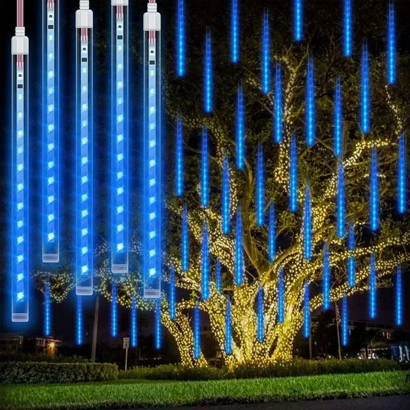 Outdoor Christmas Decoration 30/50cm Solar Meteor Shower Rain Holiday Light Led Light String for Tree Garden 8 Tube Fairy Light