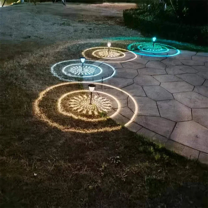 1-4Pack Solar Pathway Lights Outdoor Waterproof Round Circel Pattern On The Ground Light The Way for Yard Garden Path Walkway