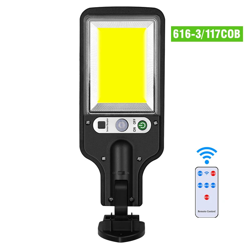 LED Solar Street Lights COB+SMD Outdoor Solar Lamp With 3 Light Mode Waterproof Motion Sensor Security Lighting for Garden Patio