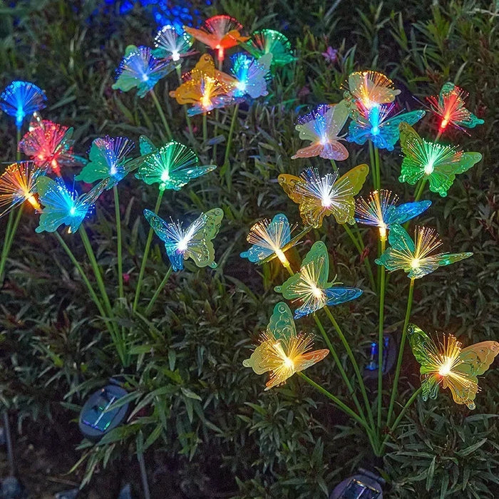 Solar Butterfly Fiber Optic Flower LED Solar Lights Outdoor Wedding Party Decor Garden Garland Lawn Lamp for Yard Patio Decor