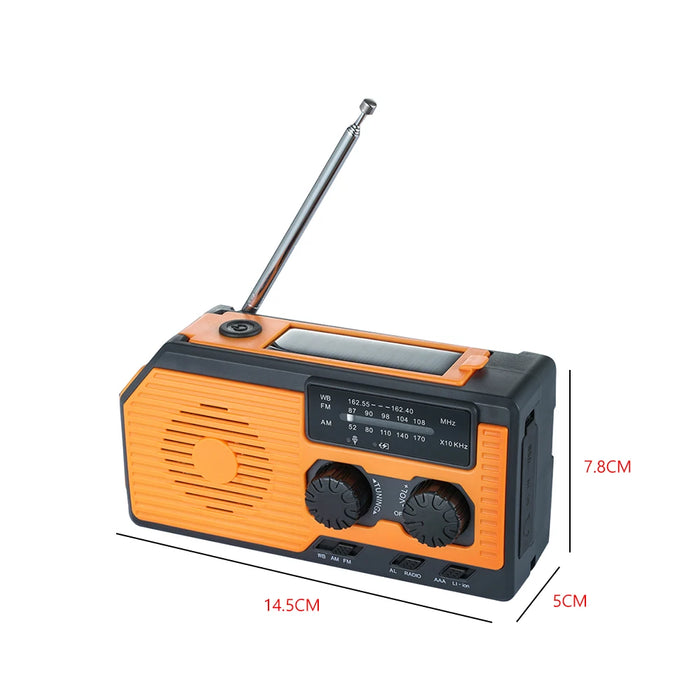Solar Hand Crank Radio Portable Multifunctional Radio AM/FM/WB NOAA Weather Radio LED Flashlight Power Bank for Outdoor Camping