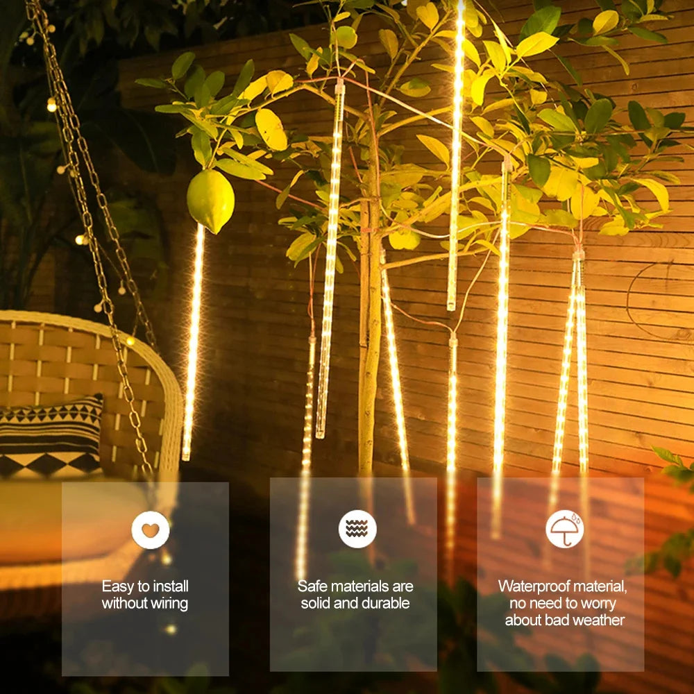 30/50cm Solar LED Meteor Shower Light Holiday String Light Waterproof Fairy Garden Decor Outdoor Led Street Garland Christmas