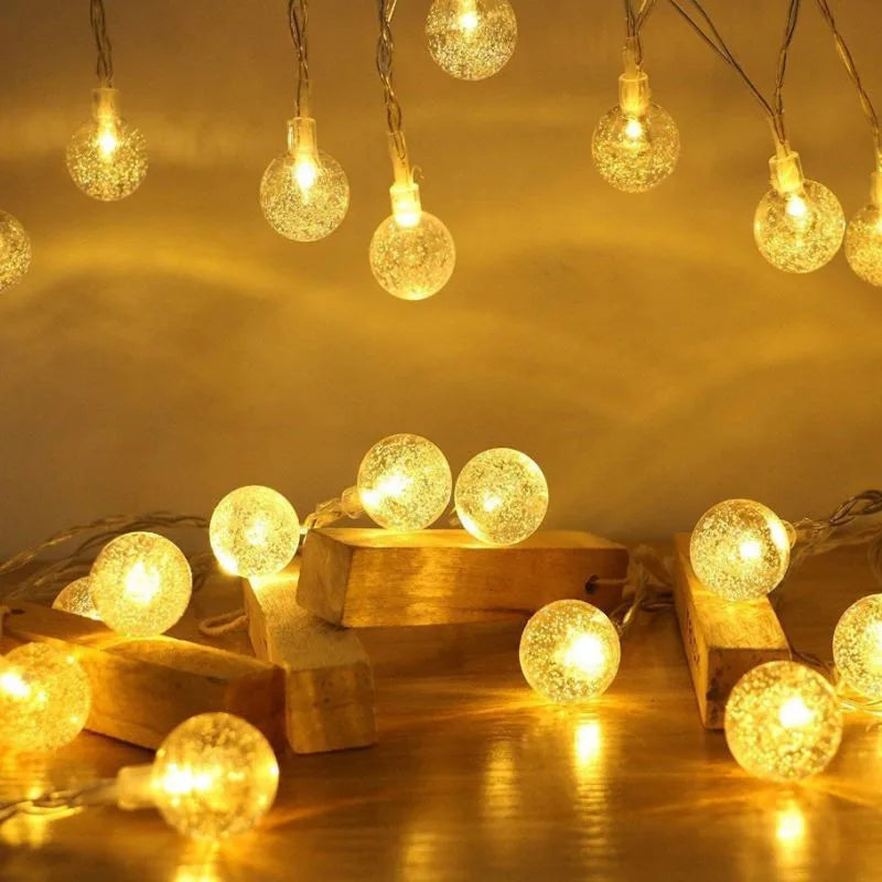 Solar Powered Crystal Ball LED String Lights Garlands for Christmas Outdoor Decoration.holiday Home Decor
