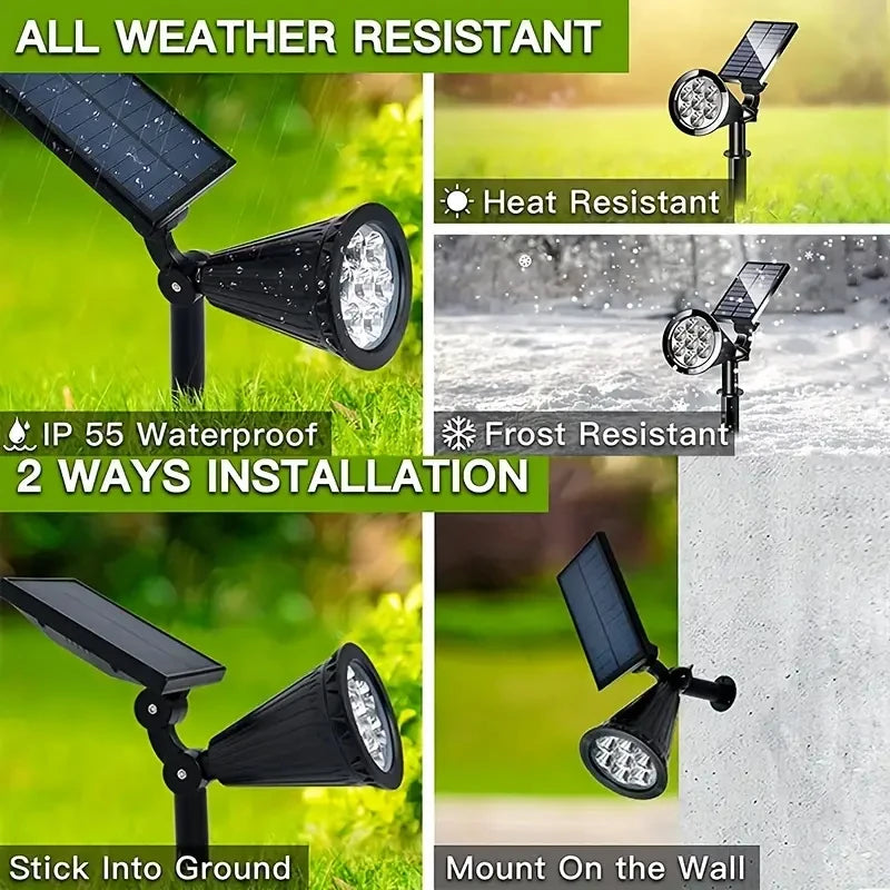 1pc 4/7/18/36LED Solar Spotlights Outdoor IP65 Waterproof Brightness Adjustable Spot Light  for Garden Backyard Driveway Patio