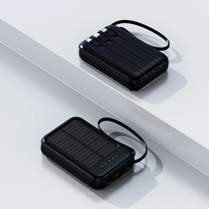 20000mAh High Capacity Solar Power Bank External Charger Powerbank LED Light New Solar Charger Built Cables 2 USB Ports
