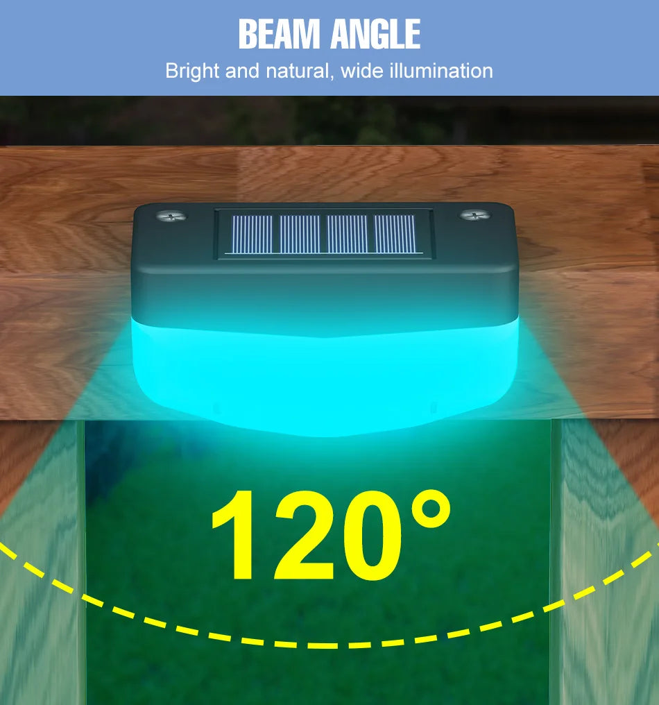 RGB LED Solar Deck Light Outdoor Waterproof Garden Step Lamp Patio Stairs Railing Courtyard Fence Decor Lighting Cold/Warm White