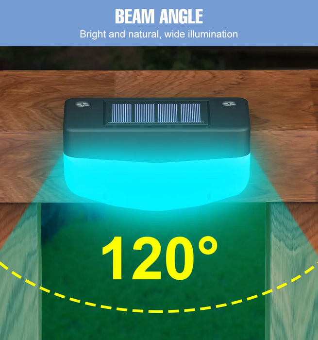 RGB LED Solar Deck Light Outdoor Waterproof Garden Step Lamp Patio Stairs Railing Courtyard Fence Decor Lighting Cold/Warm White