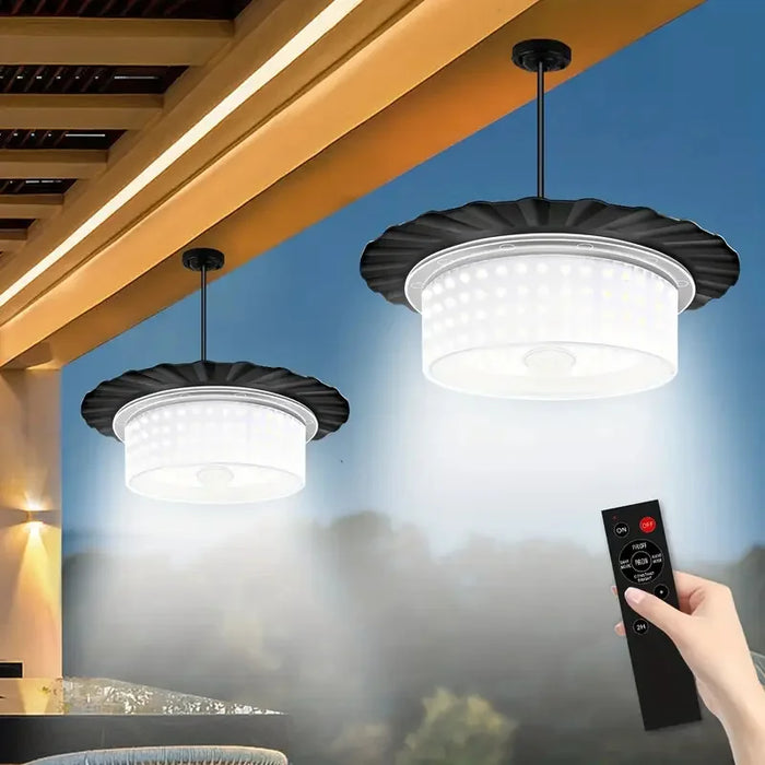 Solar Shed Light, Solar Pendant Light Outdoor,224 LED Solar Indoor Lights Motion Sensor with Remote Control for Shed Garage