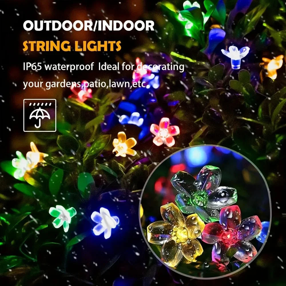 Solar Flower Lights Outdoor Solar String Lights for Garden, Patio, Fence & Christmas Decor ﻿