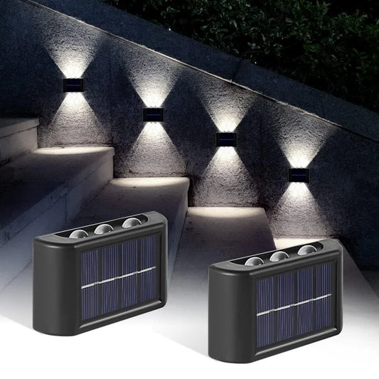 Solar Fence Lights Up and Down, Solar Powered LED Sconce Waterproof Outdoor Wall Lights for House Deck Steps Patio Garden Porch