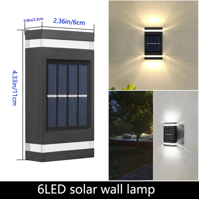 Solar Wall Lamp Outdoor Waterproof Solar Powered Up/Down Lighting for Garden Yard Home Exterior Decoration IP65 Solar Path Light