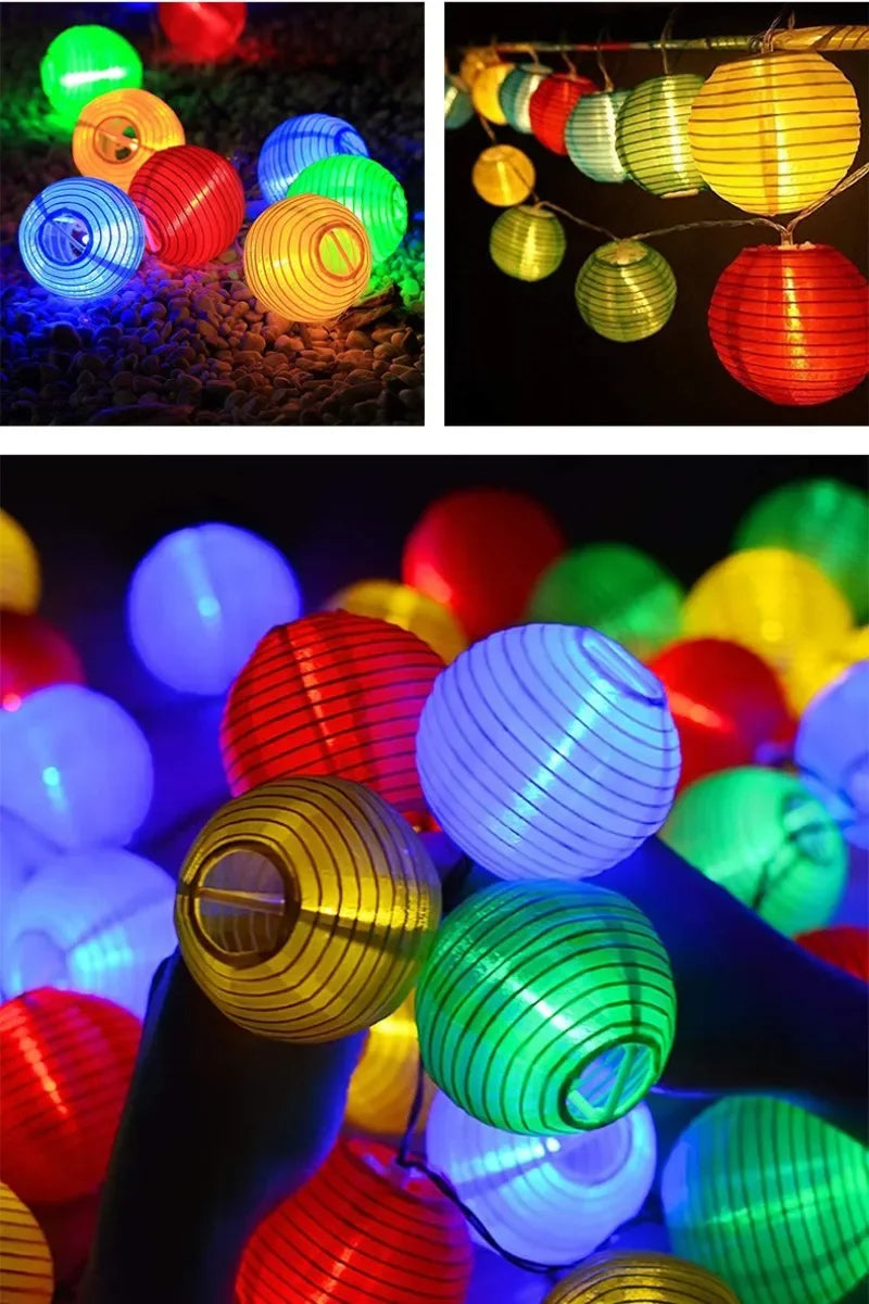 Solar Lantern String Lights Waterproof Outdoor LED Garland Fairy Light Patio Garden Decoration Light for Christmas Wedding Party