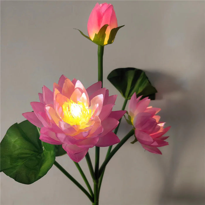Solar Lotus Floral Garden Lights Flowers Lights Solar Powered LED Lawn Light Outdoor Garden Decor Yard Landscape Decoration