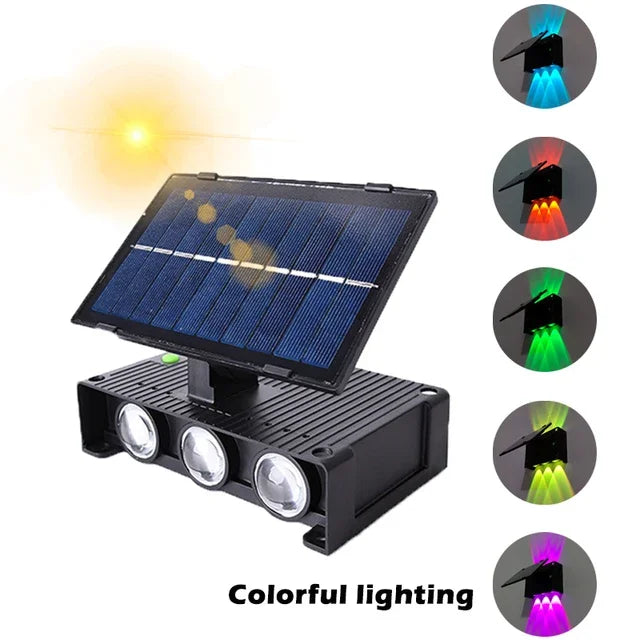 Outdoor Solar Wall Lamp Upper Lower Light Emitting Exterior Wall Lamp Waterproof LED Outdoor Lighting Dual Head Courtyard