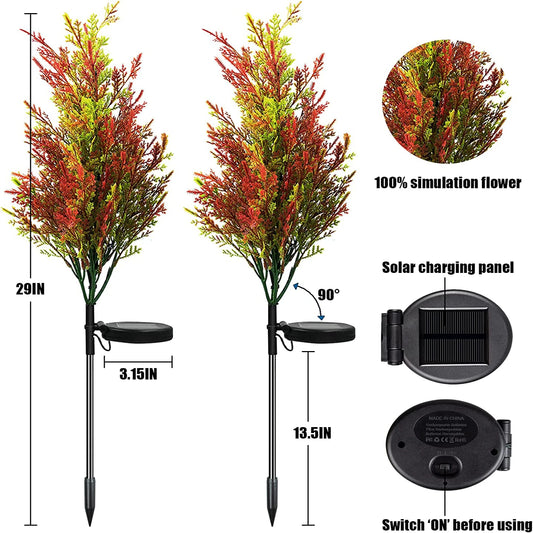 1pcs Solar Christmas Pine and Cypress Lawn Lamp LED Festive Garden Spike Decorative Standing Garden Lamp Waterproof Garden Spot