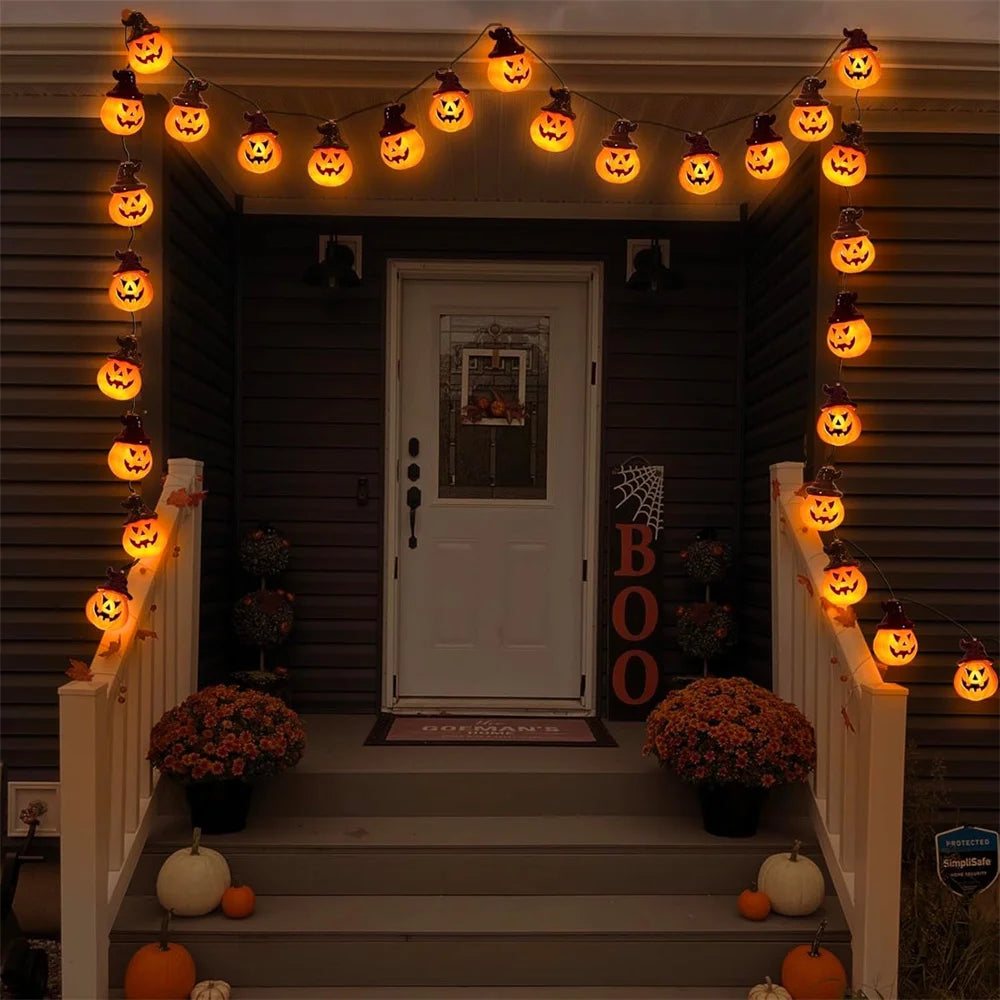 Solar Pumpkin Lights for Halloween Decorations Outside Newest Spooky Pumpkin Lights String for Outdoor Halloween Yard Decoration