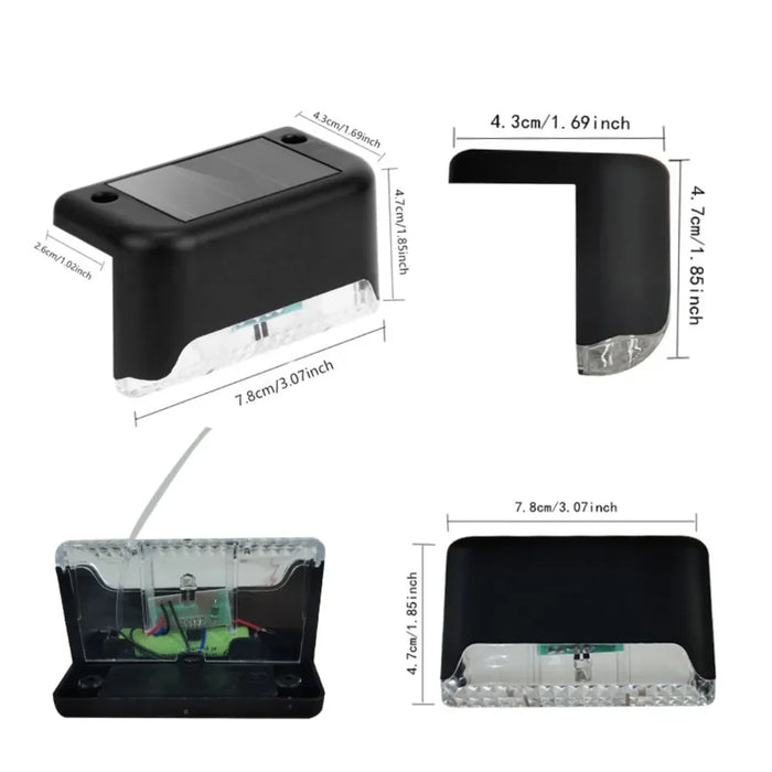 1/4 Pack Solar Deck Lights Outdoor Step Lights Waterproof Led Solar Lamp for Stairs Railing Step Fence Yard Patio and Pathway