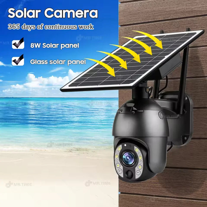 Home Outdoor Surveillance Solar Camera 4G SIM 50X Optical Zoom 4K Wifi Security Protection Cam Human Detection CCTV IP Cameras