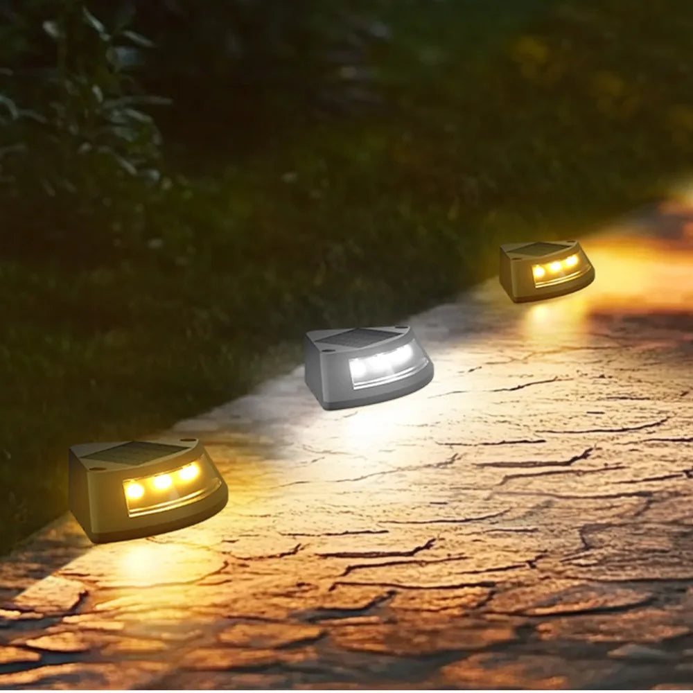 4pcs Waterproof Solar Step Lights Auto Switch Easy To Use Stair Lighting Solar Powered Warm /White Light Garden Walkway Light