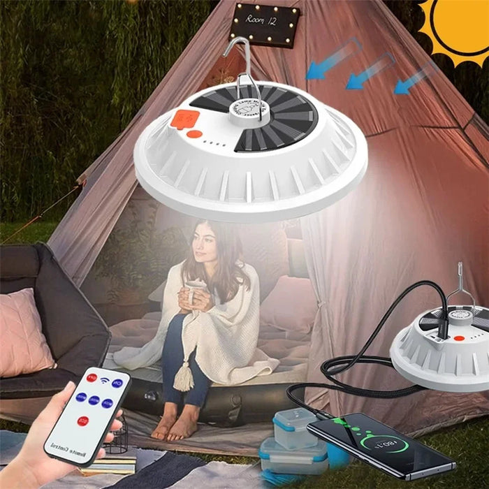 Solar Led Camping Light Outdoor Waterproof Remote Control Tent Lamps USB Rechargeable Portable Lanterns Emergency Night Lights