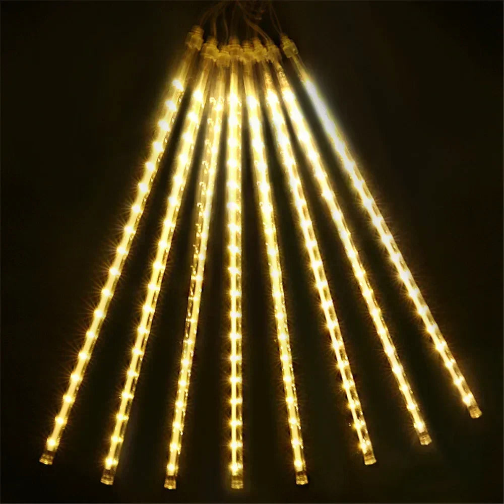 Outdoor Christmas Decoration 30/50cm Solar Meteor Shower Rain Holiday Light Led Light String for Tree Garden 8 Tube Fairy Light