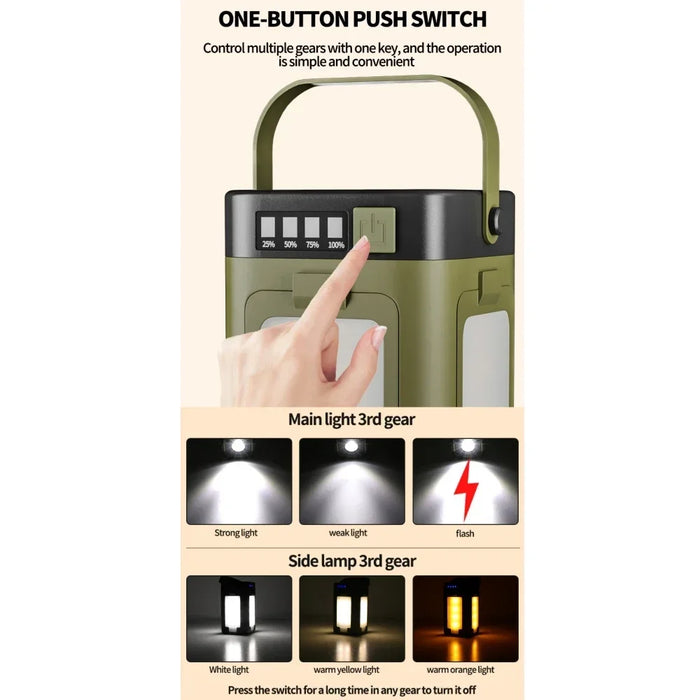 Solar Outdoor Camping Light 4-Blade 90° Expandable Foldable Solar Charging 2000mAh Portable Hanging Tent Light